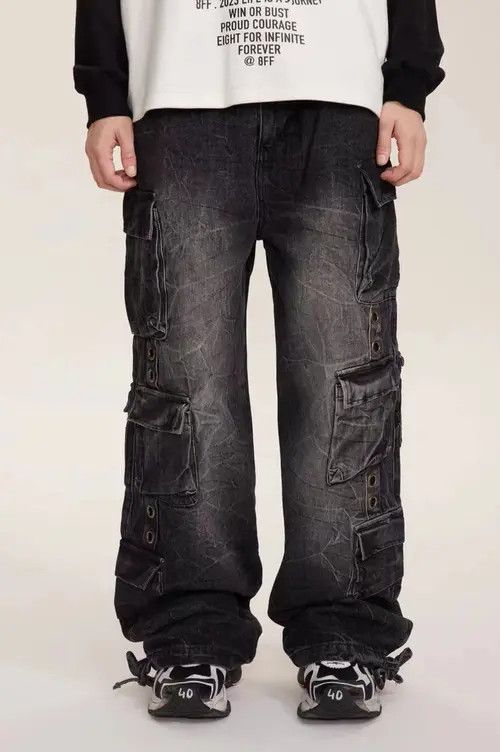 VIBE Vintage washed heavy duty multi-pocket rare jeans Size US 32 / EU 48 - 1 Thumbnail
