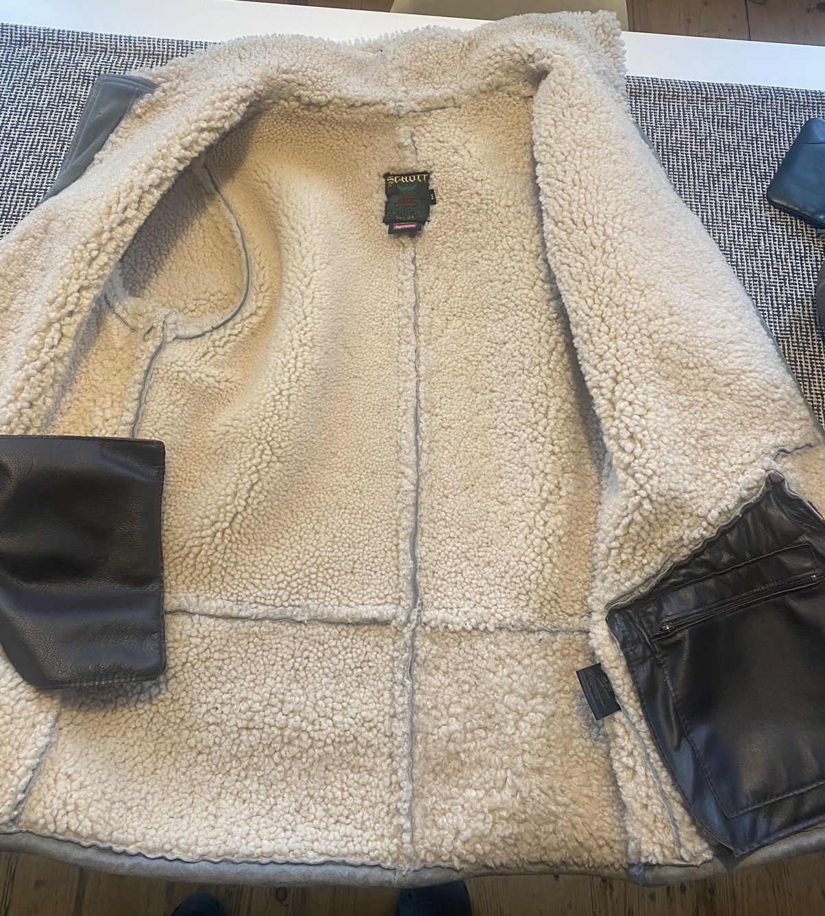 Schott × Supreme Supreme Schott Shearling Hooded Jacket Size US M / EU 48-50 / 2 - 9 Thumbnail