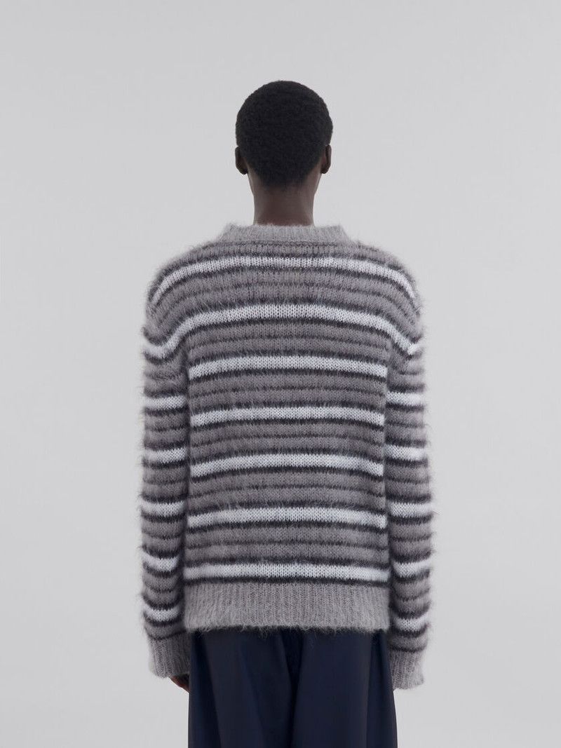 Marni o1w1db10526 Striped Mohair Jumper in Gray Size US L / EU 52-54 / 3 - 2 Thumbnail