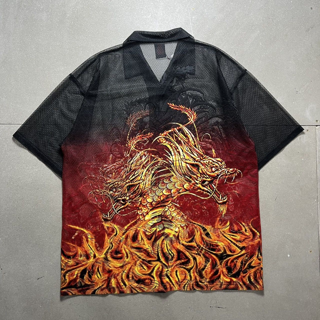Taiga Y2K Dragon Fire Flame Shirt Size US XL / EU 56 / 4 - 11 Thumbnail