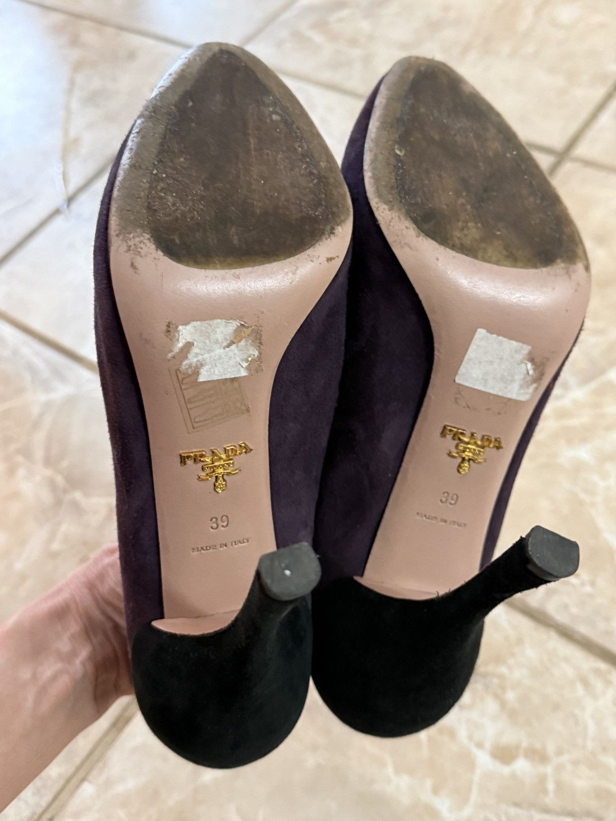 Prada Prada suede heels in dark purple and black Size US 9 / IT 39 - 4 Thumbnail