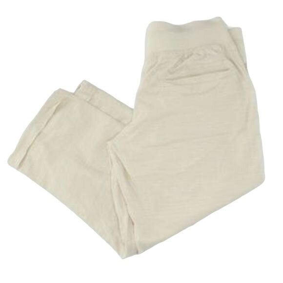 Other Allen Allen Cream Drawstring Capri Pants Size 27" / US 4 / IT 40 - 4 Thumbnail