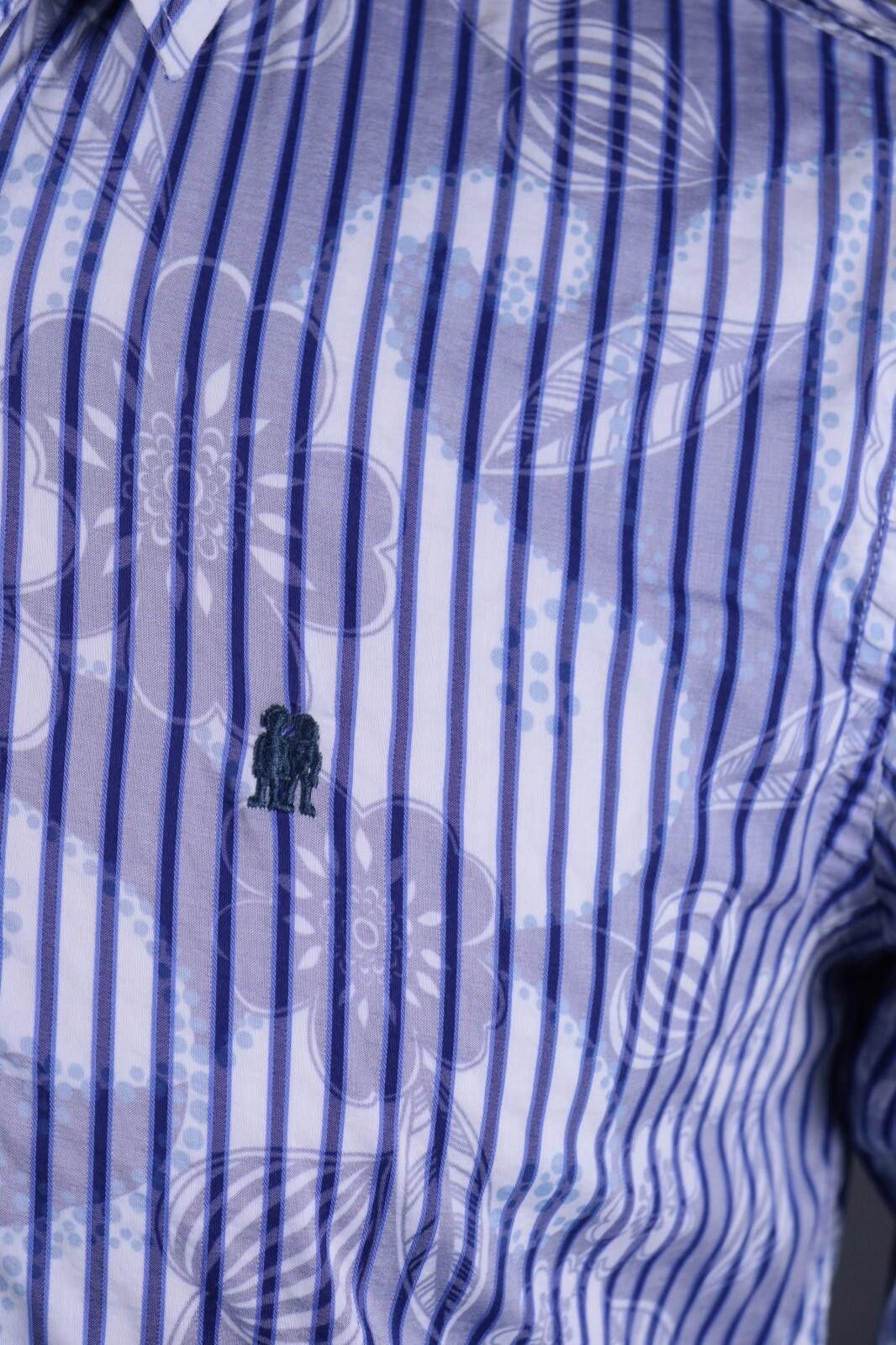 Desigual Desigual Blue Stripe Regular Allover Print Shirt Size M Size US M / EU 48-50 / 2 - 4 Thumbnail