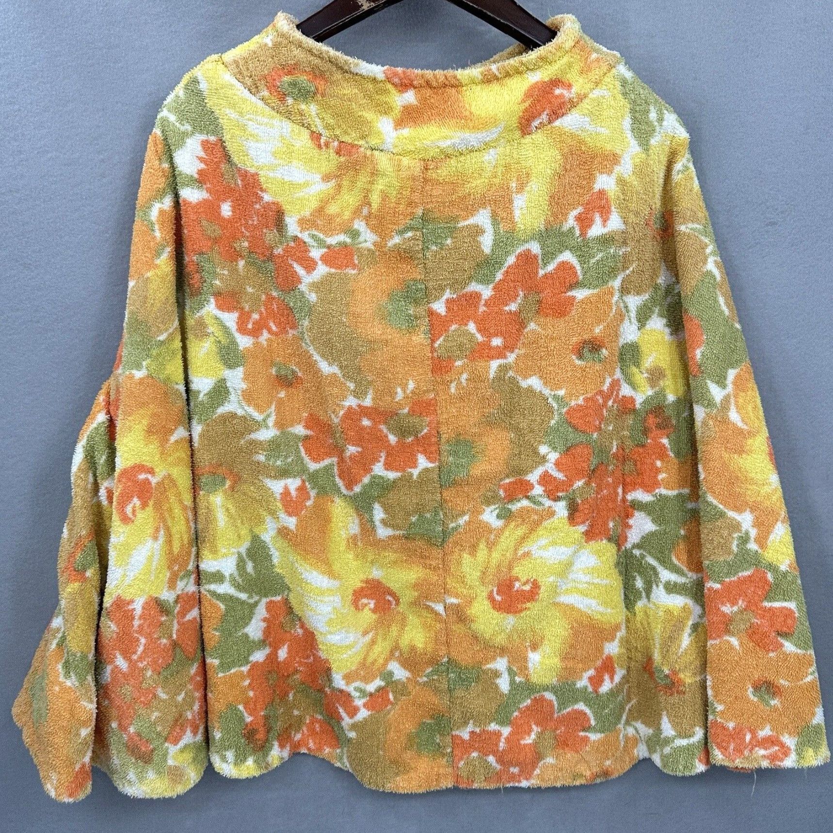 Etro VINTAGE Jaybro Cotton Terrycloth Poncho Orange Flower Casual 1970s Hippy One Size Womens Size ONE SIZE - 3 Thumbnail