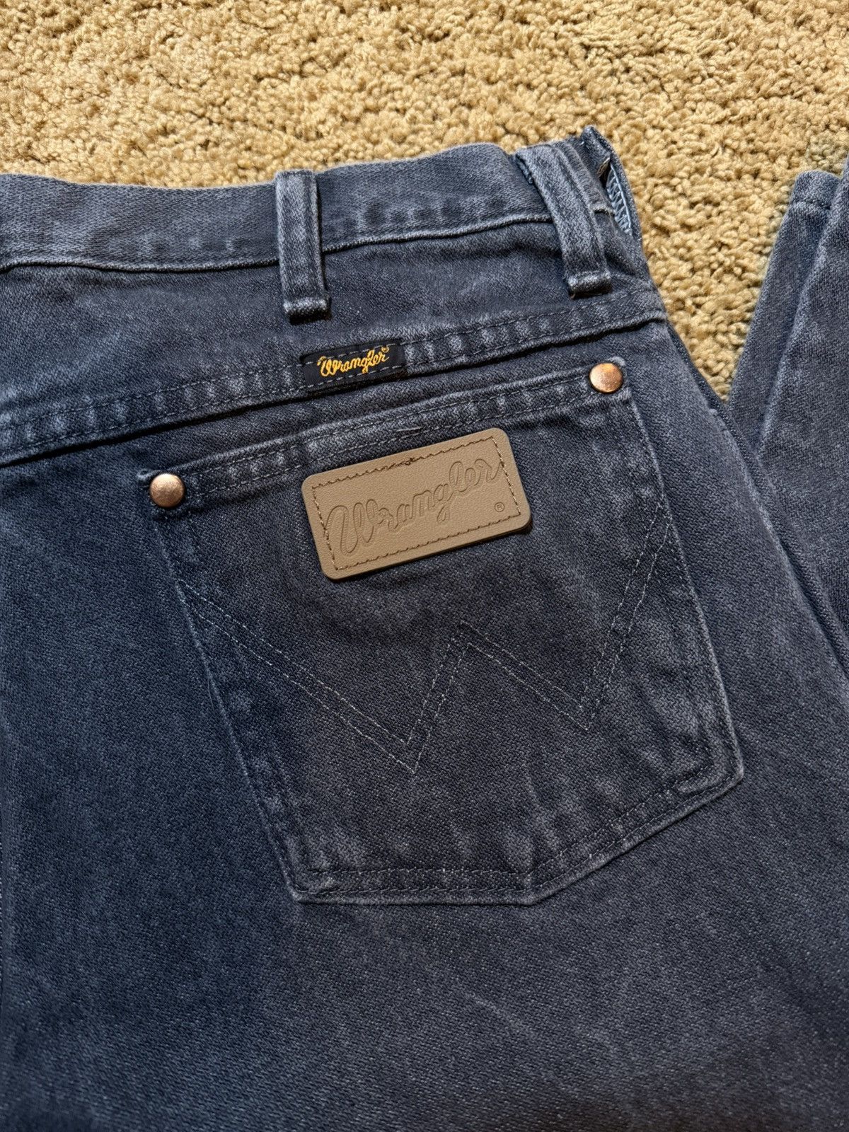 Wrangler Vintage Wrangler Black Stone wash jeans boot cowboy 33 x 30 Size US 33 - 2 Thumbnail