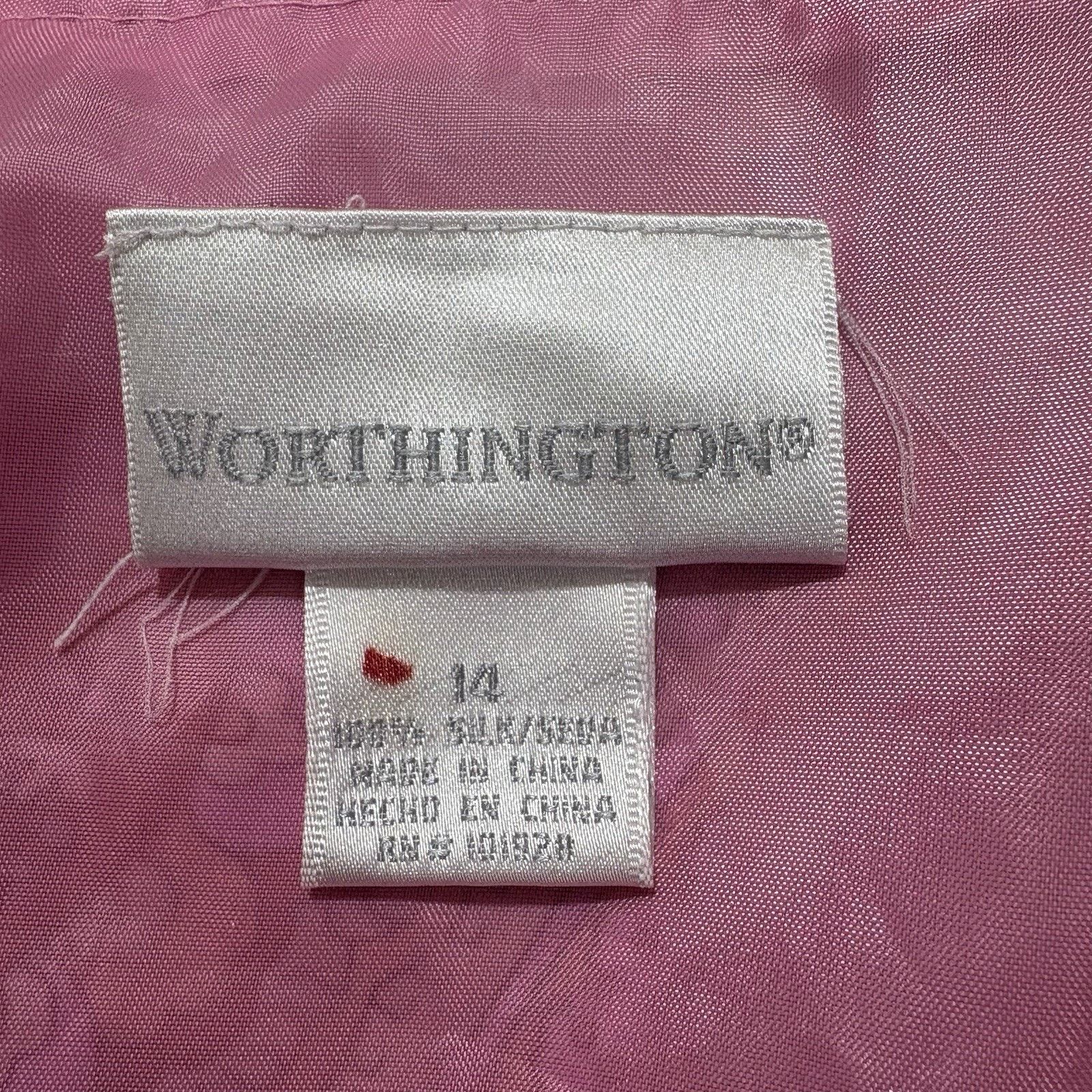 Other Worthington 14 Silk Mini Pencil Skirt Pink Paisley Slit Back Size 36" / US 14 / IT 50 - 4 Thumbnail