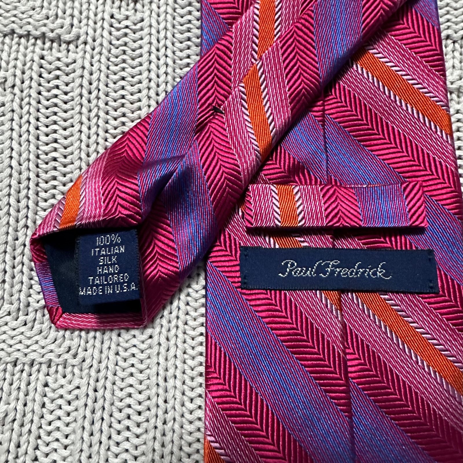 Paul Fredrick Paul Fredrick pink striped Italian silk tie Size ONE SIZE - 2 Thumbnail