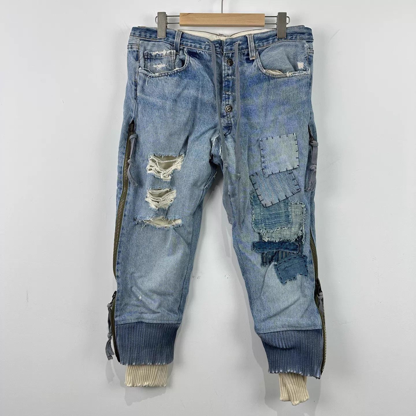 Other Green Lauren Vtg Paneled Patched Denim Harem Pants Size 1 Size US 29 - 1 Thumbnail