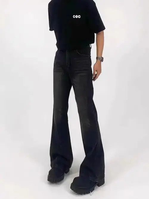 Jean High street micro flared black washed jeans Size US 32 / EU 48 - 3 Thumbnail
