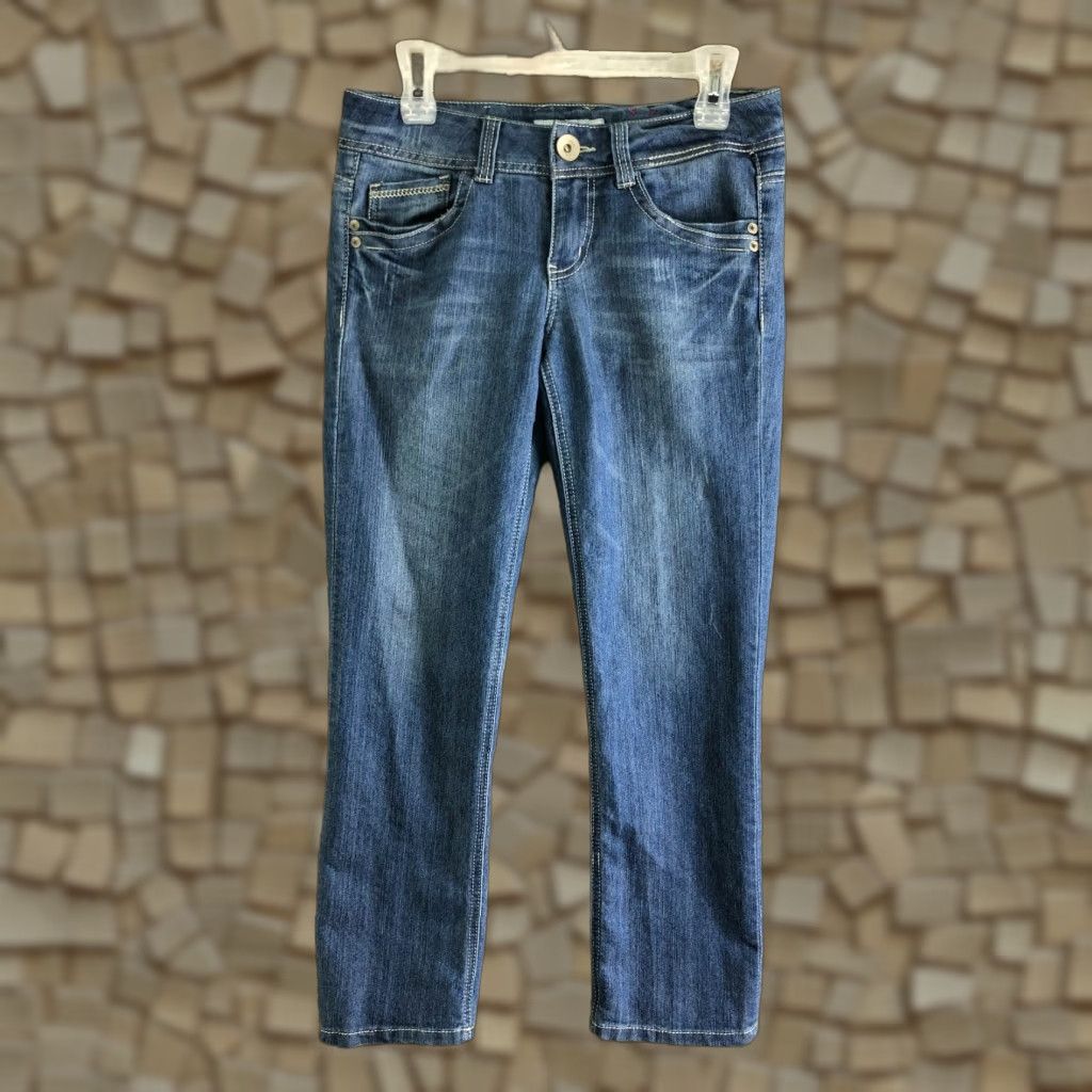 Vintage Candies Accented Pocket Womens Size 7 Mid Rise Skinny Jeans Blue Medium Wash Size 28" / US 6 / IT 42 - 1 Thumbnail
