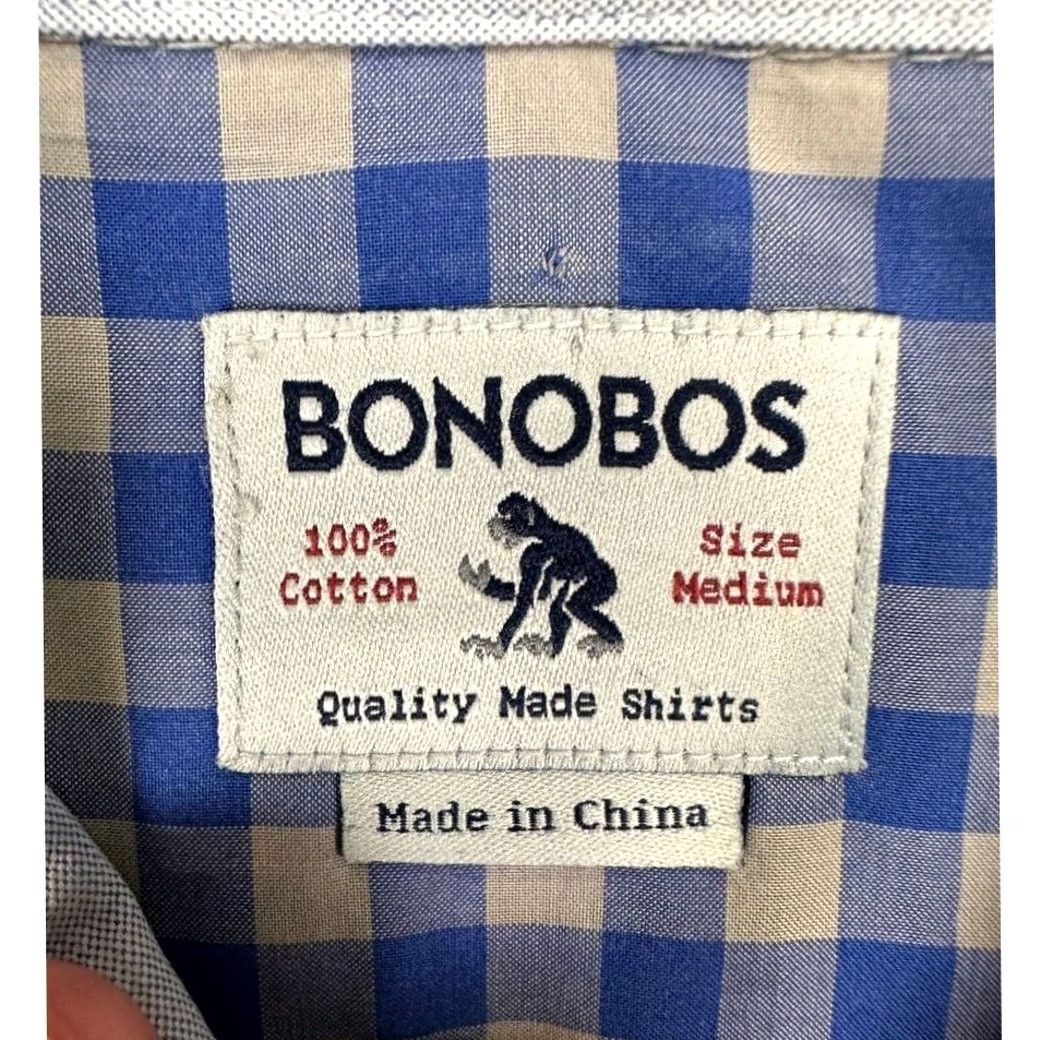 Bonobos Bonobos Shirt Mens Medium Blue Gingham Plaid Button Down Long Sleeve 100% Cotton Size US M / EU 48-50 / 2 - 4 Thumbnail