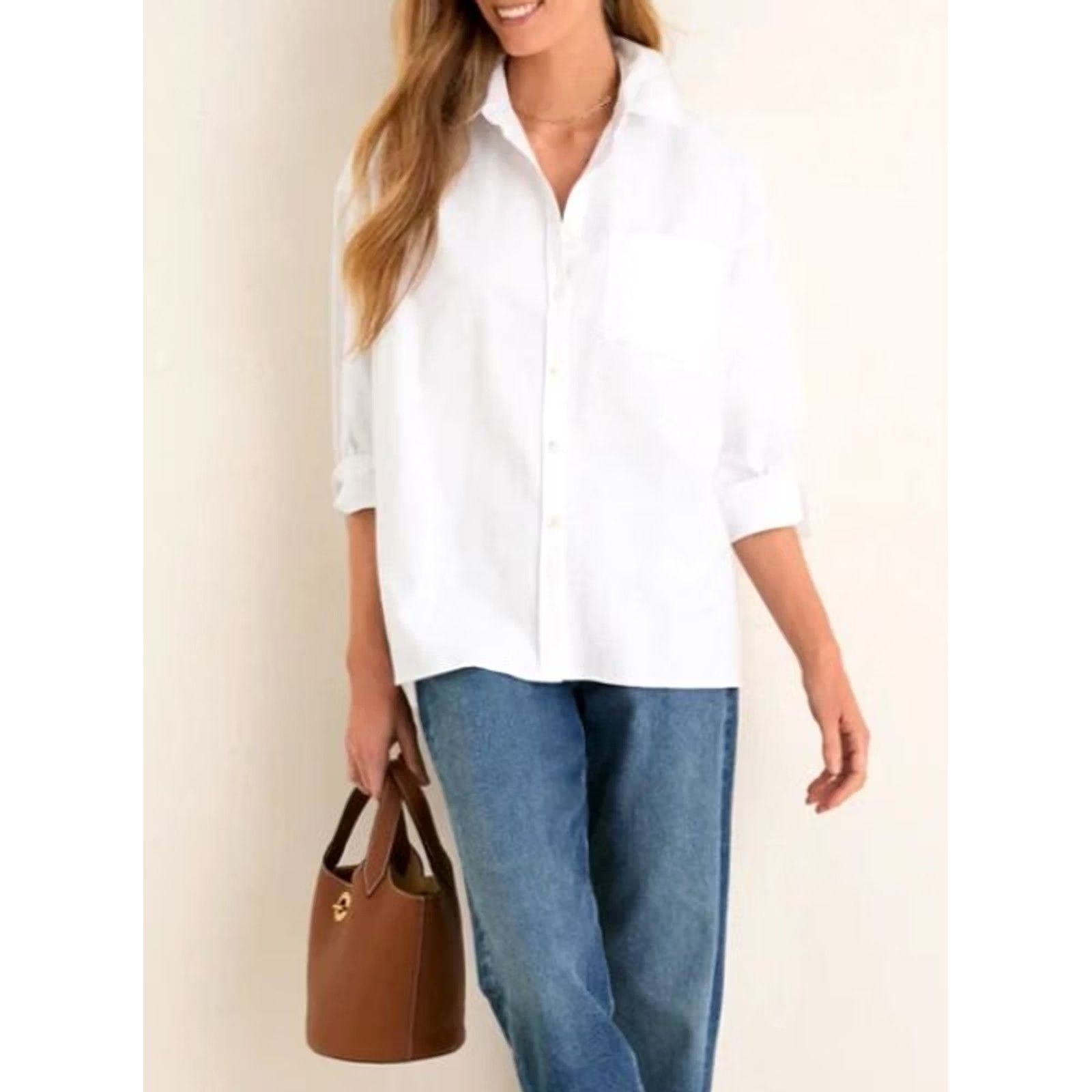 Vintage VINTAGE NWOT Pomander Place White Oxford Adair Boyfriend Shirt Sz M Size M / US 6-8 / IT 42-44 - 2 Thumbnail