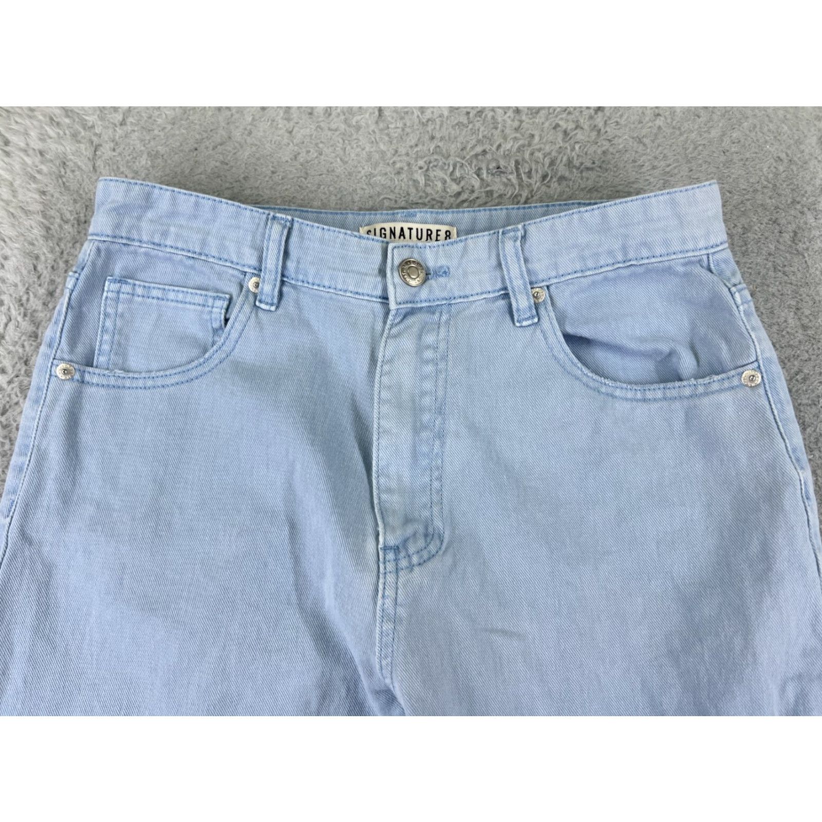 Vintage Project Indigo Jeans Womens 27 Blue Denim Wide-Leg Jeans 100% Cotton High Rise Distressed Pockets 5-Pocket Zip Inseam 30 in USA Vintage No Size 27" / US 4 / IT 40 - 4 Thumbnail
