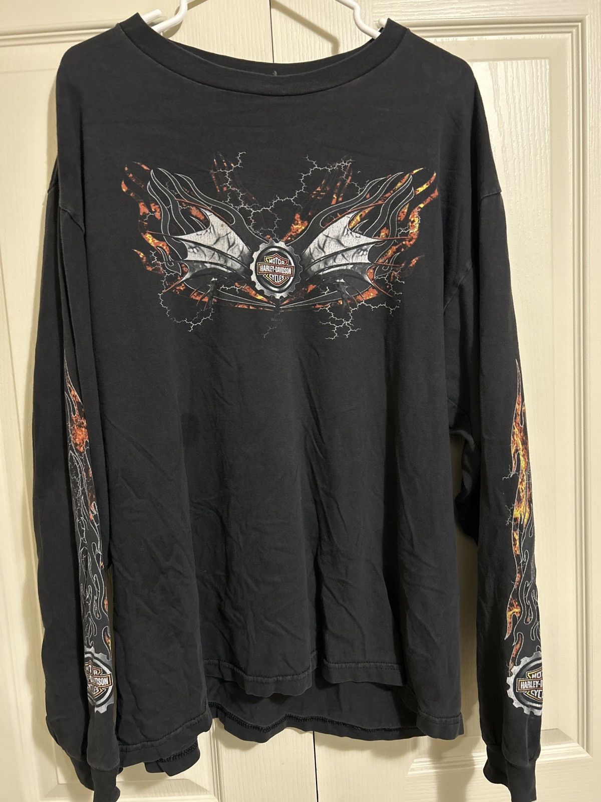 Harley Davidson × Vintage 2003 Harley Davidson flame long sleeve Size US XL / EU 56 / 4 - 1 Thumbnail