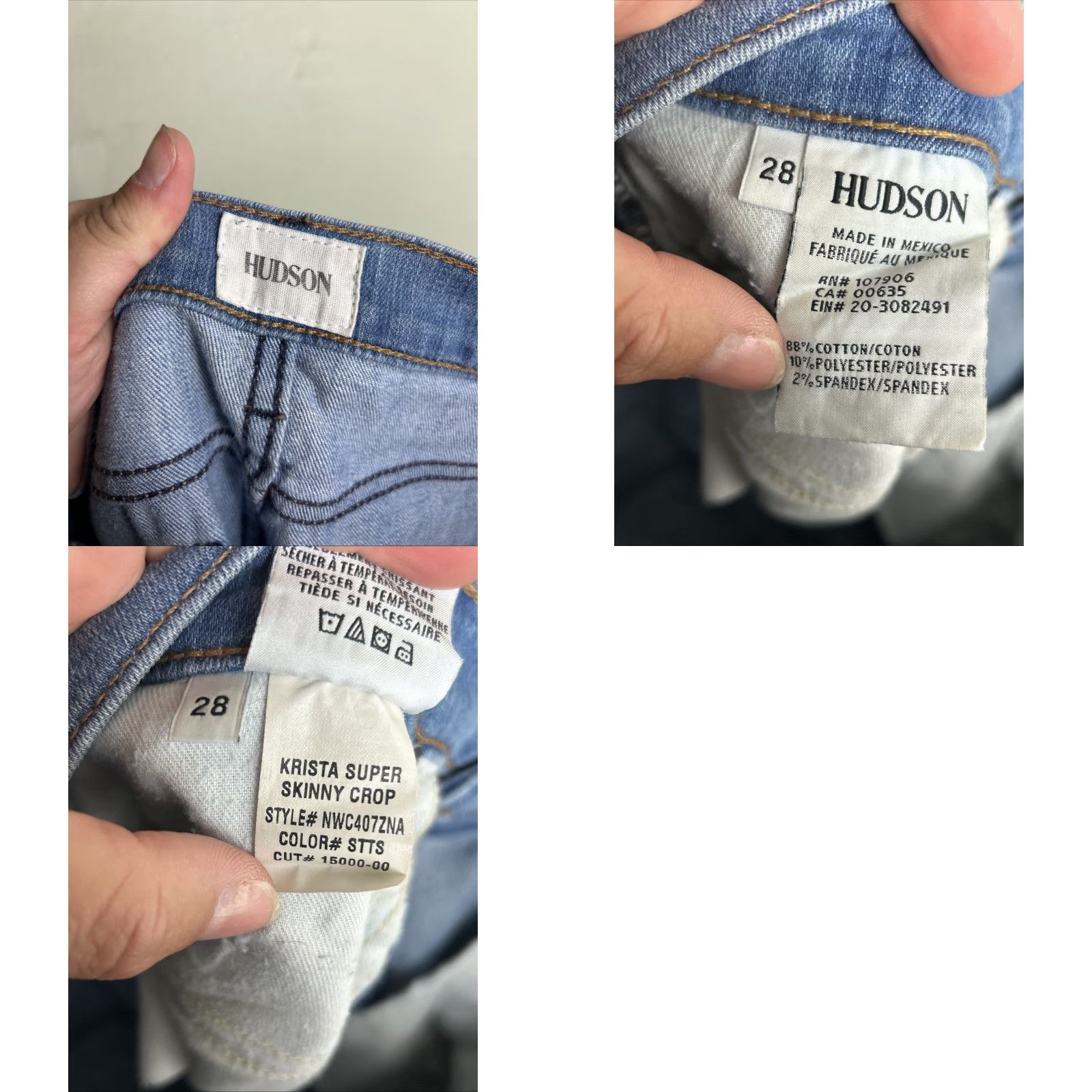 Hudson Hudson Krista Super Skinny Crop Jeans Distressed Medium Blue Wash 28x27 Womens Jeans Size 28" / US 6 / IT 42 - 9 Thumbnail
