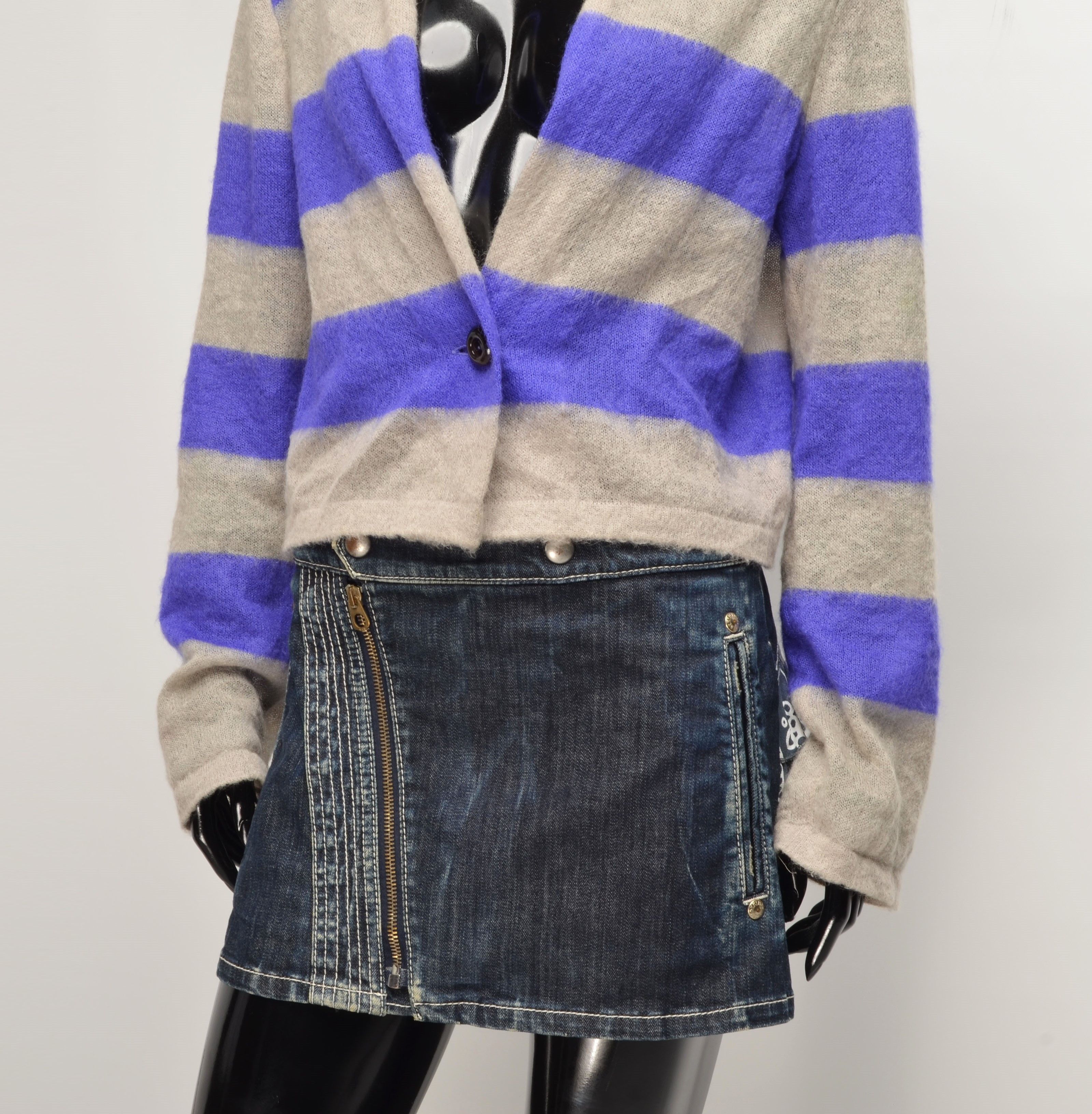 Other Marc Cain Striped Lightweight Mohair Blend Coquette Cardigan Size M / US 6-8 / IT 42-44 - 3 Thumbnail