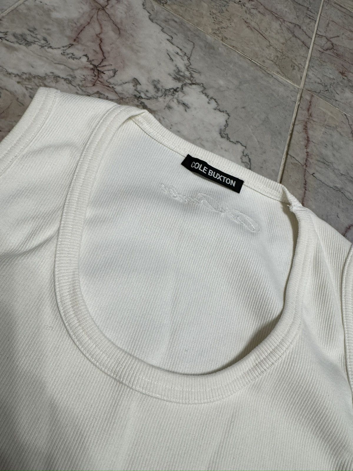 Cole Buxton Cream Cole Buxton Ribbed Tank Large Size US L / EU 52-54 / 3 - 3 Thumbnail