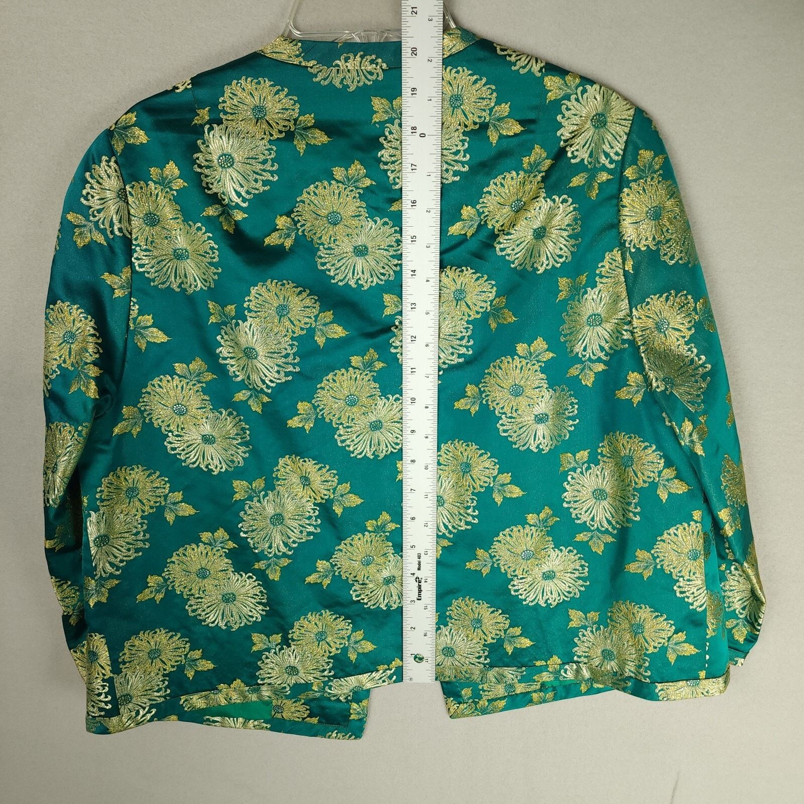 Vintage Ying Tai Ltd Green/Gold Chinese Floral Dress w/Jacket Size S / US 4 / IT 40 - 10 Thumbnail