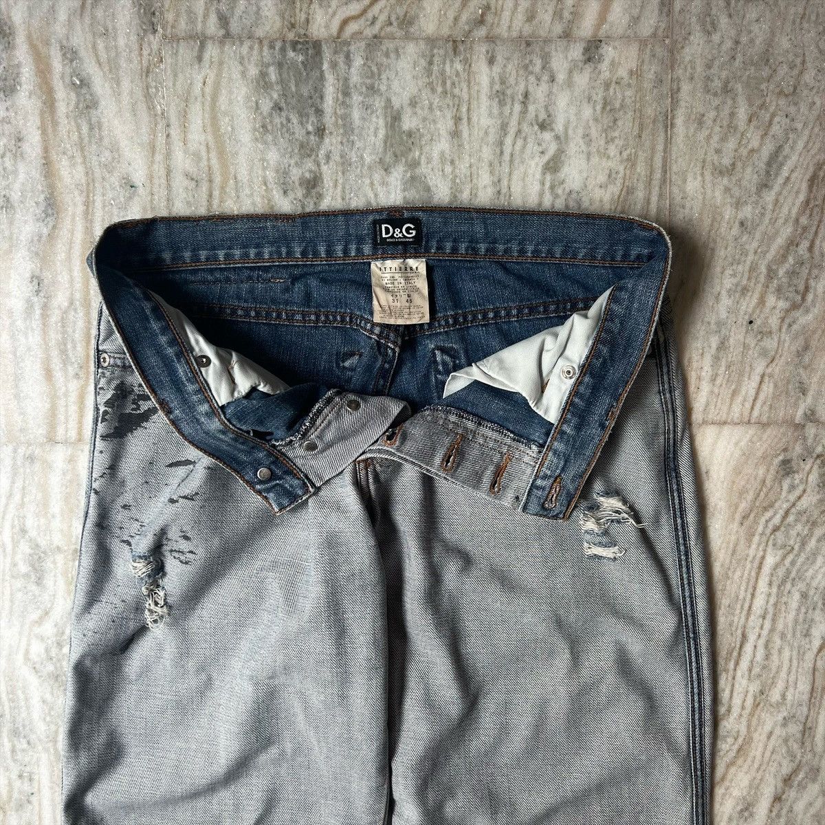 Dolce & Gabbana 2002 Dolce Gabbana Inside out Oil stain Denim Size US 31 - 3 Thumbnail