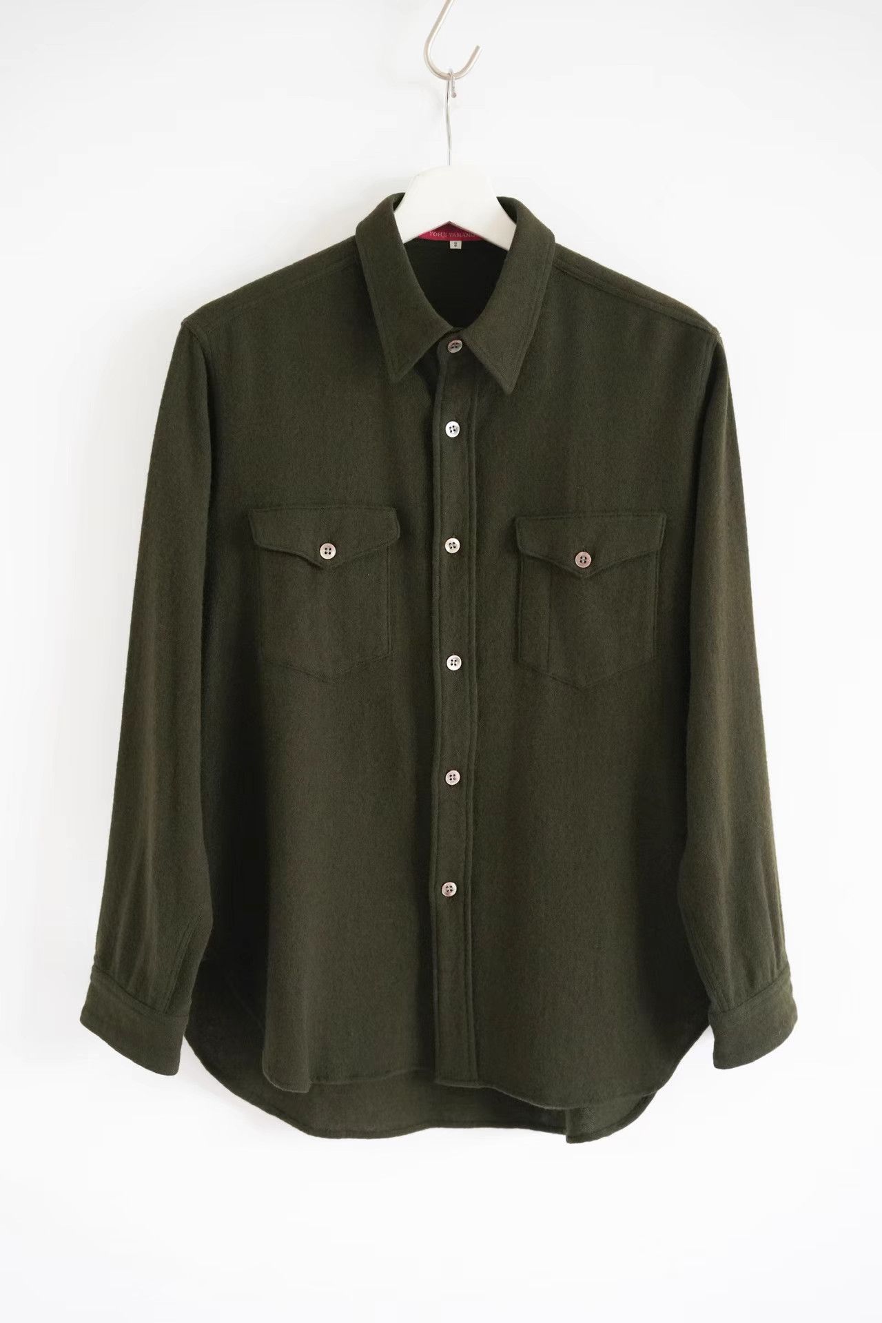 Yohji Yamamoto Yohji Yamamoto 00s Red Label Dark Green Wool Shirt K4 Size US M / EU 48-50 / 2 - 1 Thumbnail
