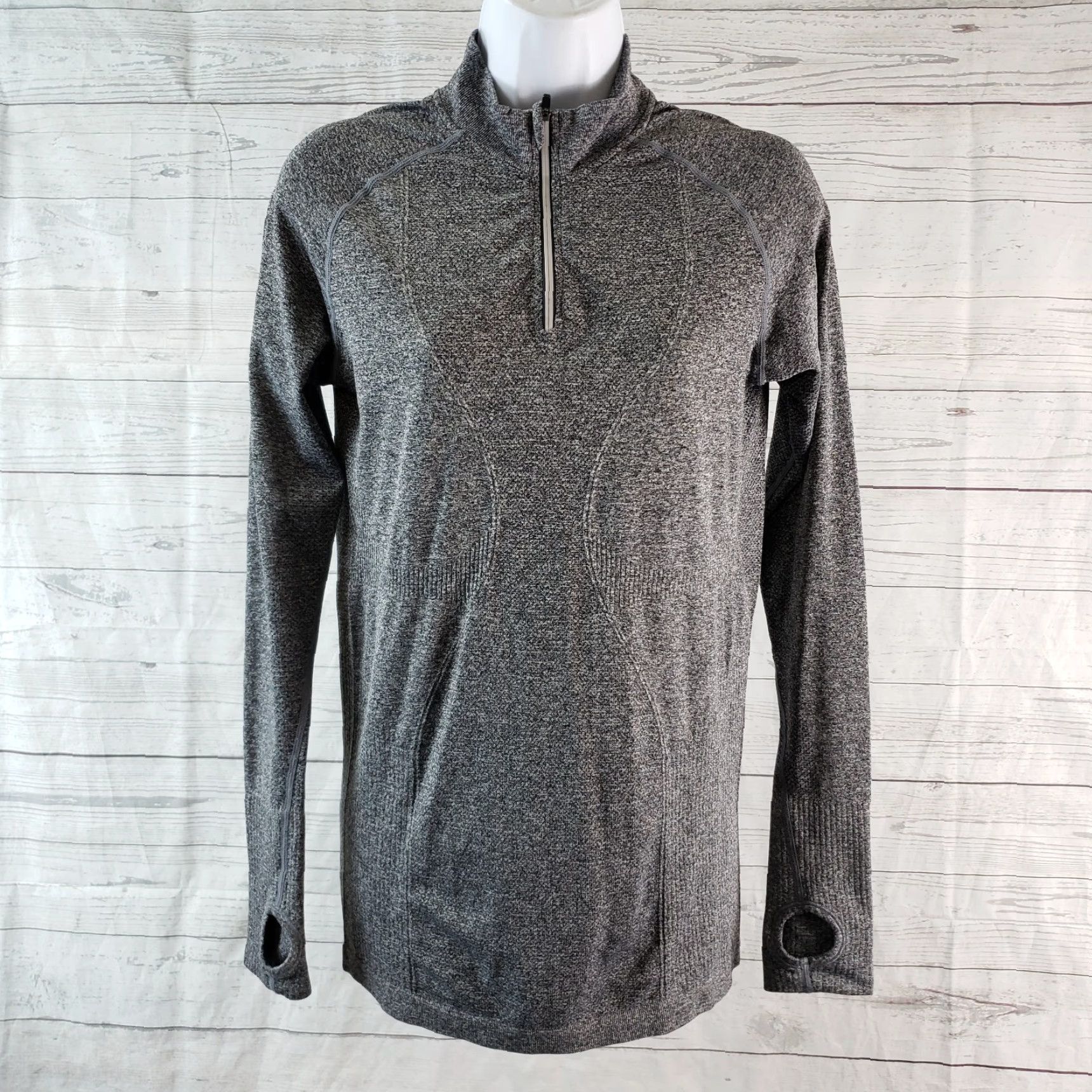 Vintage Zyia Womens 1/4 Zip Pullover Sz Medium Gray Long Sleeve Thumbholes Shirt Adult M Gray 1/4 Zip Zyia Pullover Womens M Gray Thumbholes Size M / US 6-8 / IT 42-44 - 2 Thumbnail