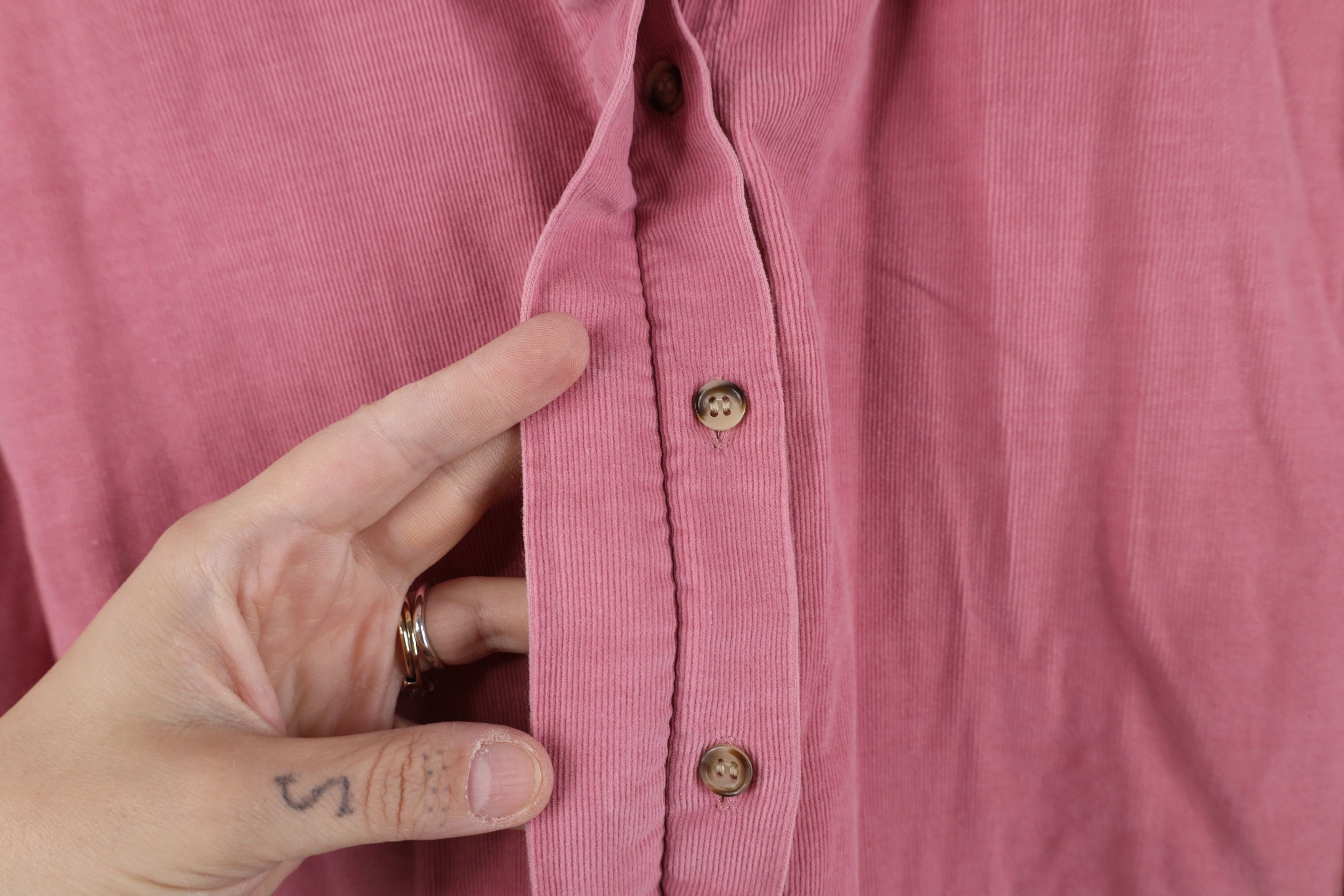 Vintage Vintage 90s Streetwear Corduroy Collared Button Shirt Pink Size XXL / US 16-18 / IT 52-54 - 6 Thumbnail
