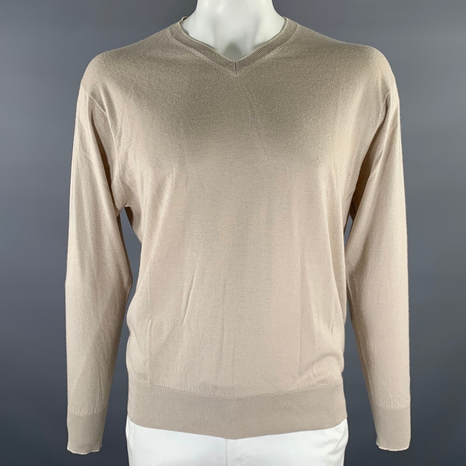 Other THE MONACO CASHMERE XL Beige Cashmere Silk V-Neck Pullover Size US XL / EU 56 / 4 - 1 Thumbnail