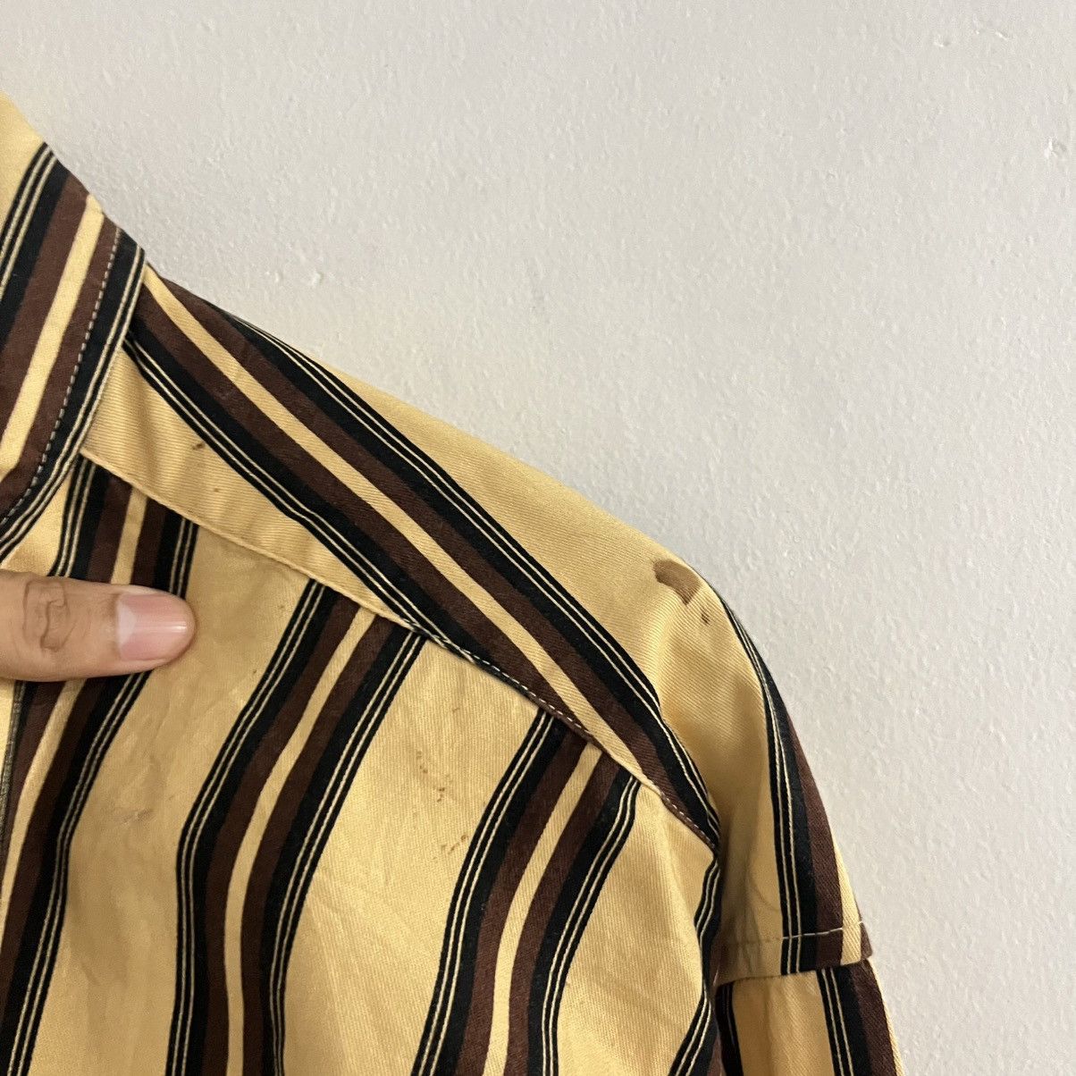 Japanese Brand Makayeli - LS Striped Button Up Shirt Size US XL / EU 56 / 4 - 5 Thumbnail