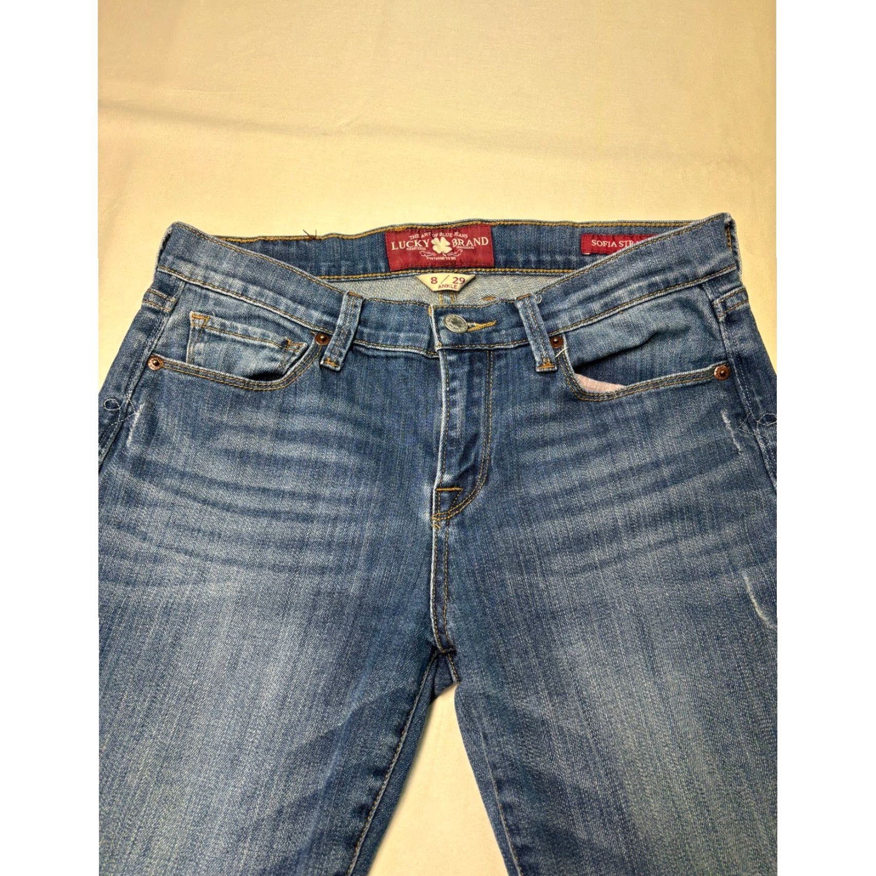 Lucky Brand Lucky Brand Sofia Straight Jeans Womens 8/29 W31XL29 Medium Wash Blue 5-Pocket Stretch Denim Vintage No Size 29" - 2 Thumbnail