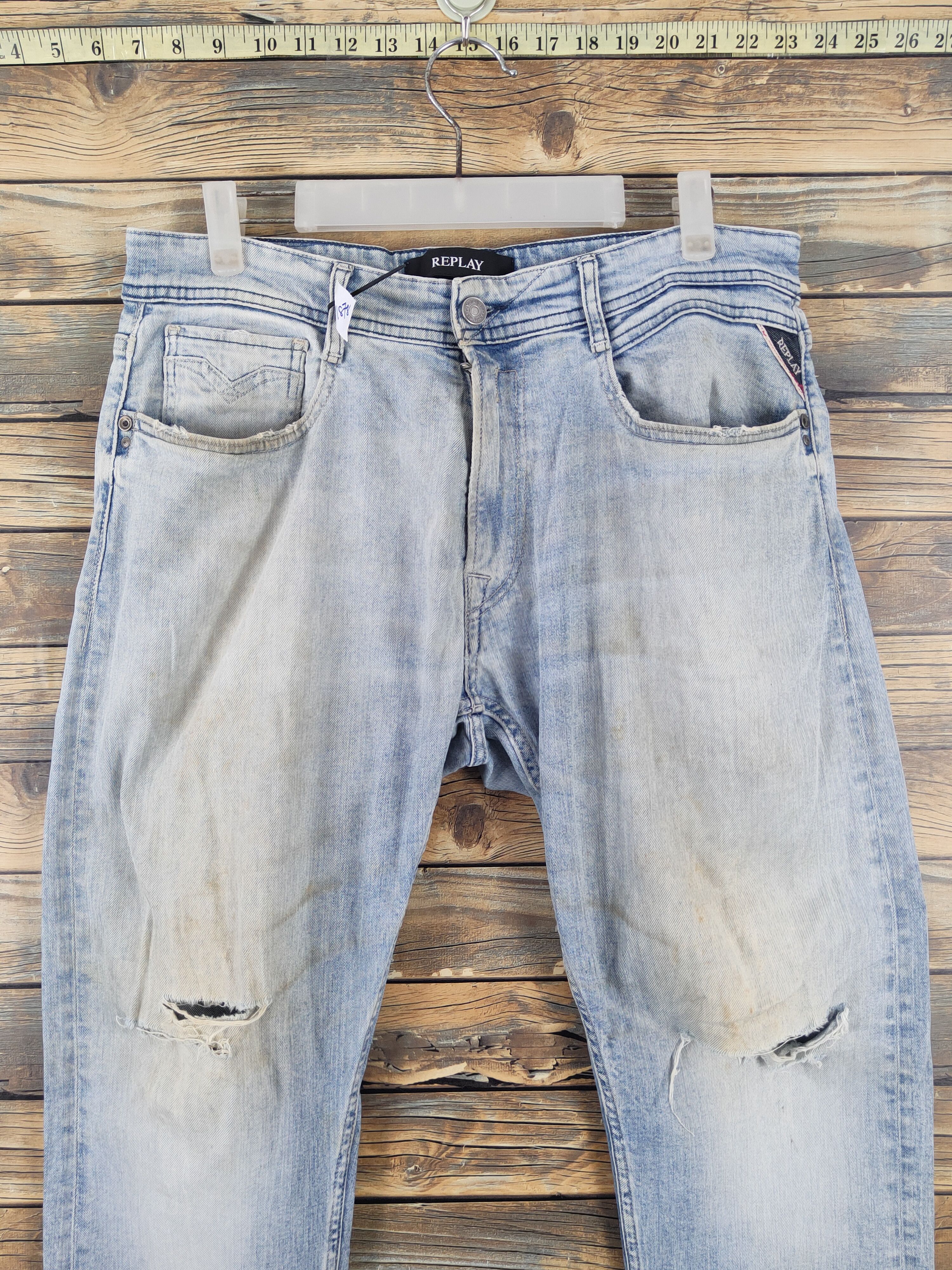 Replay Replay Light Blue Distressed Ripped denim Jeans #W1878 Size US 33 - 2 Thumbnail