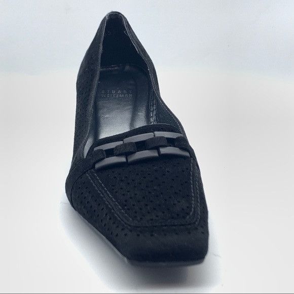 Stuart Weitzman Stuart Weitzman Vintage Perforated Black Suede Pump Size US 9 / IT 39 - 3 Thumbnail