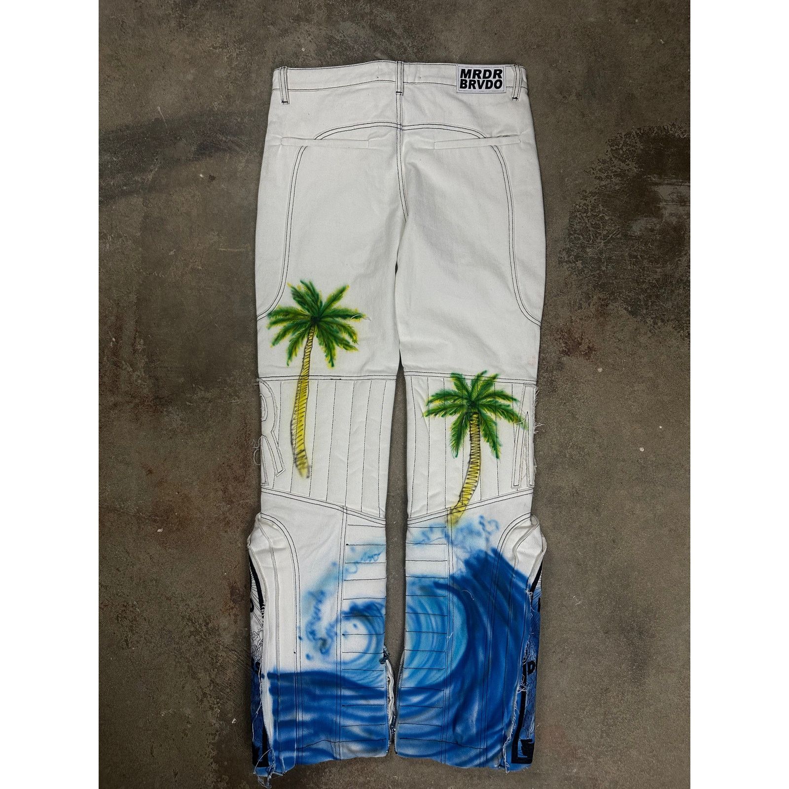 Who Decides War WDW Palm Tree Moto Denim size 36 Used Size US 36 / EU 52 - 2 Thumbnail