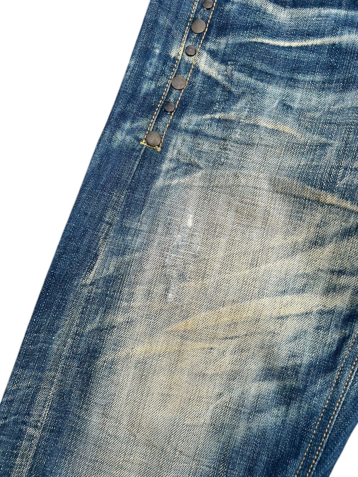 Kapital Vintage Blue Starnik Punk Bondage Faded Denim Jeans Size US 32 / EU 48 - 11 Thumbnail