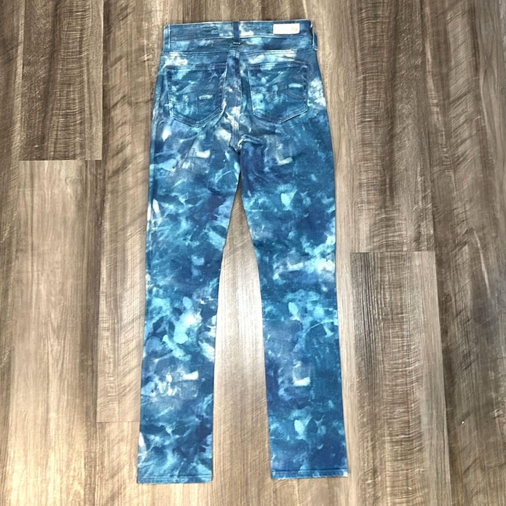 Vintage AG Adriano Goldschmied The Mari High Rise Straight Tie Dye Denim Jeans - 25R Women Jeans Blue 25 Regular Straight 28.5 Inseam Womens Size 42" / US 20 - 2 Thumbnail