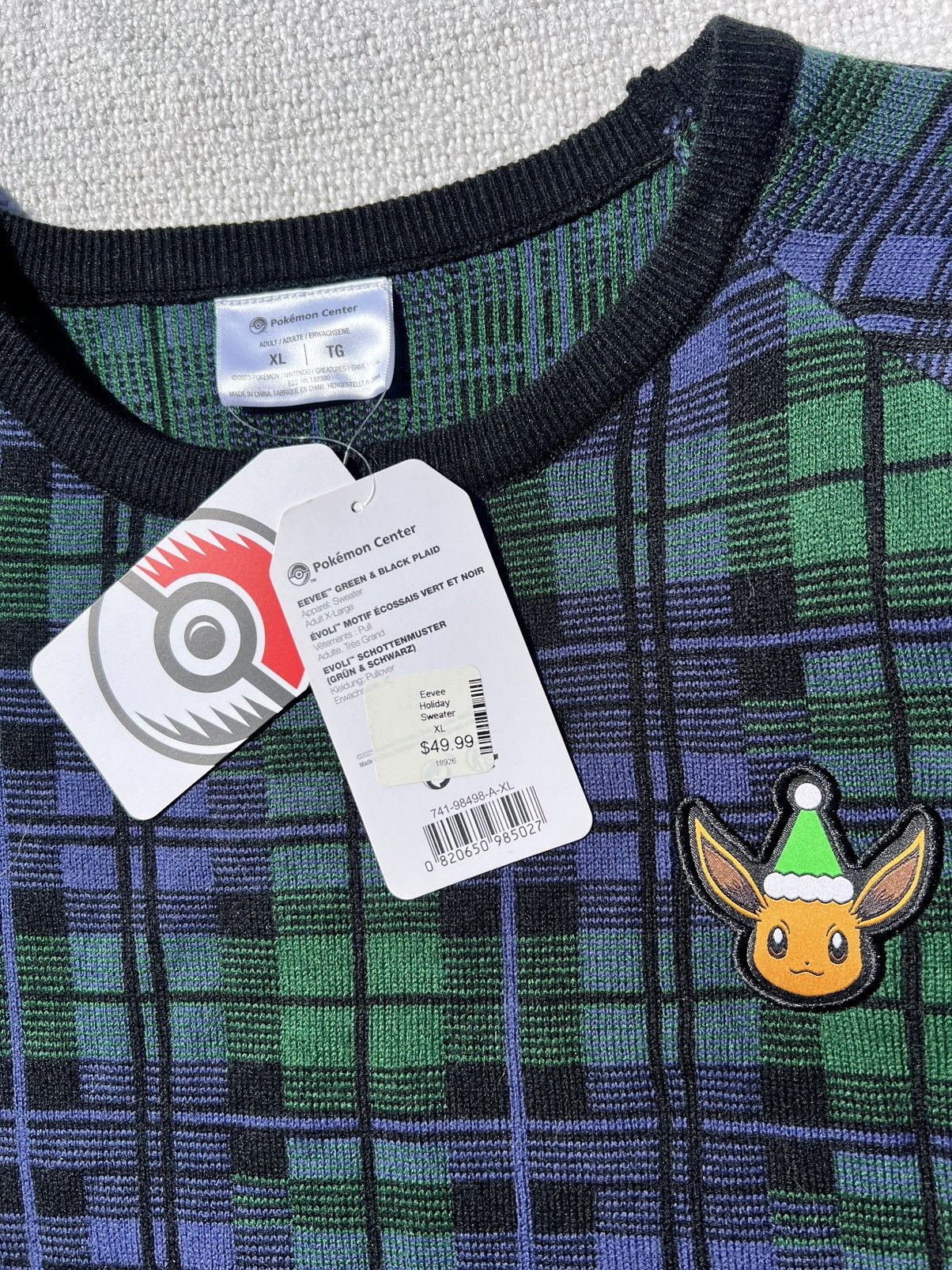 Pokemon Pokémon center eevee plaid knit sweater Size US XL / EU 56 / 4 - 4 Thumbnail
