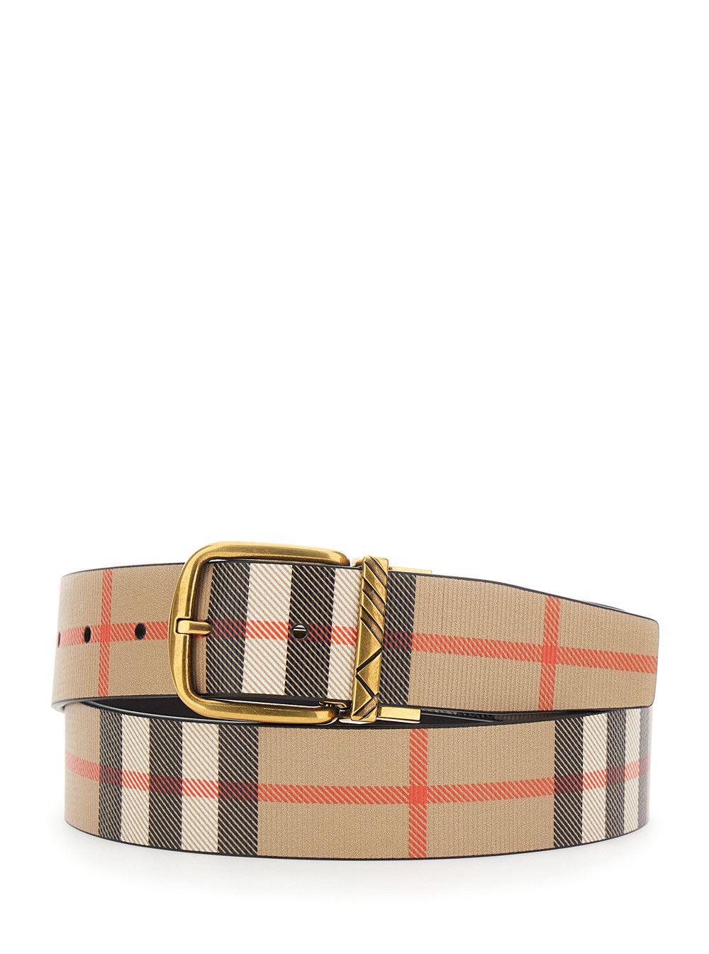 NEW Burberry Beige Nova Check Leather Belt with Polished Silver Buckle Burberry nova check belt - Gem main image 2