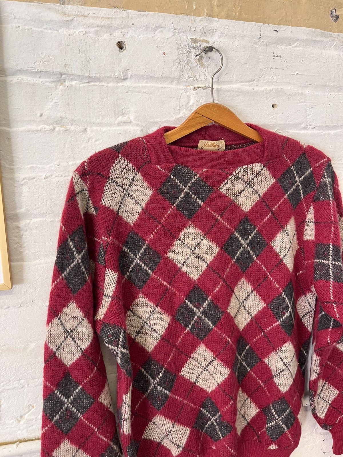 Jantzen × Vintage Vintage 50s/60s Jantzen Argyle Knit Wool Mohair Sweater Size US M / EU 48-50 / 2 - 2 Thumbnail