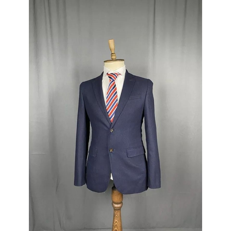 Ted Baker MINT! Ted Baker Men's Blue Wool Blazer Sportcoat Jacket Size Size 48R - 4 Thumbnail