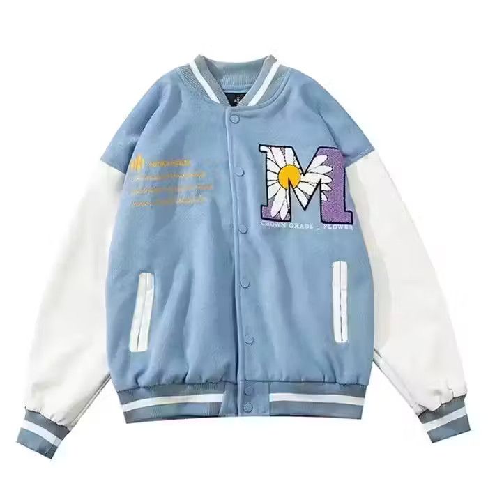 image of Vintage Patchwork Varsity Lettermans Jacket in Blue, Men's (Size Large)