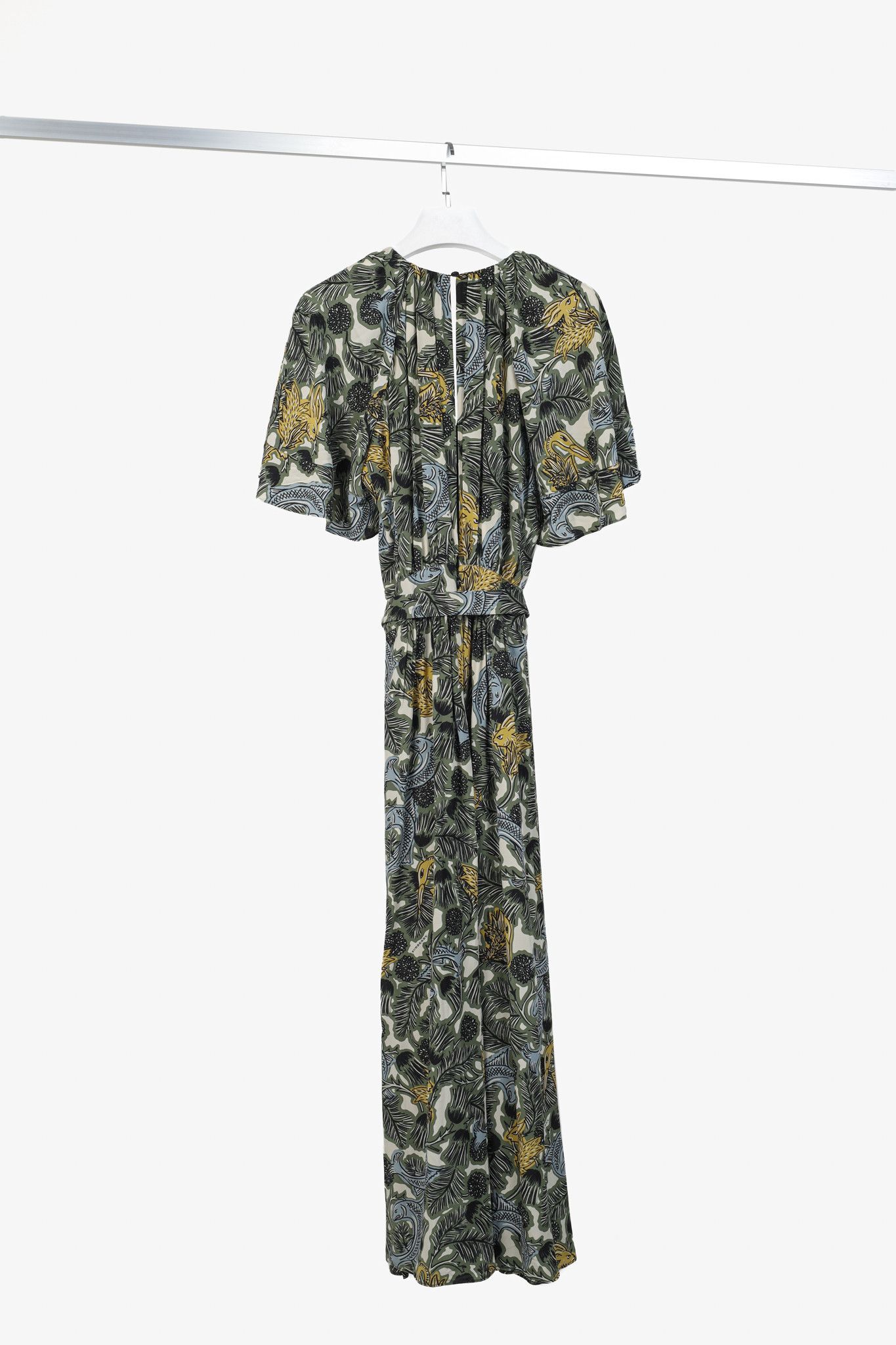 Burberry Burberry 2017 Beasts Green Beasts-Print Silk Maxi Dress Size S / US 4 / IT 40 - 2 Thumbnail