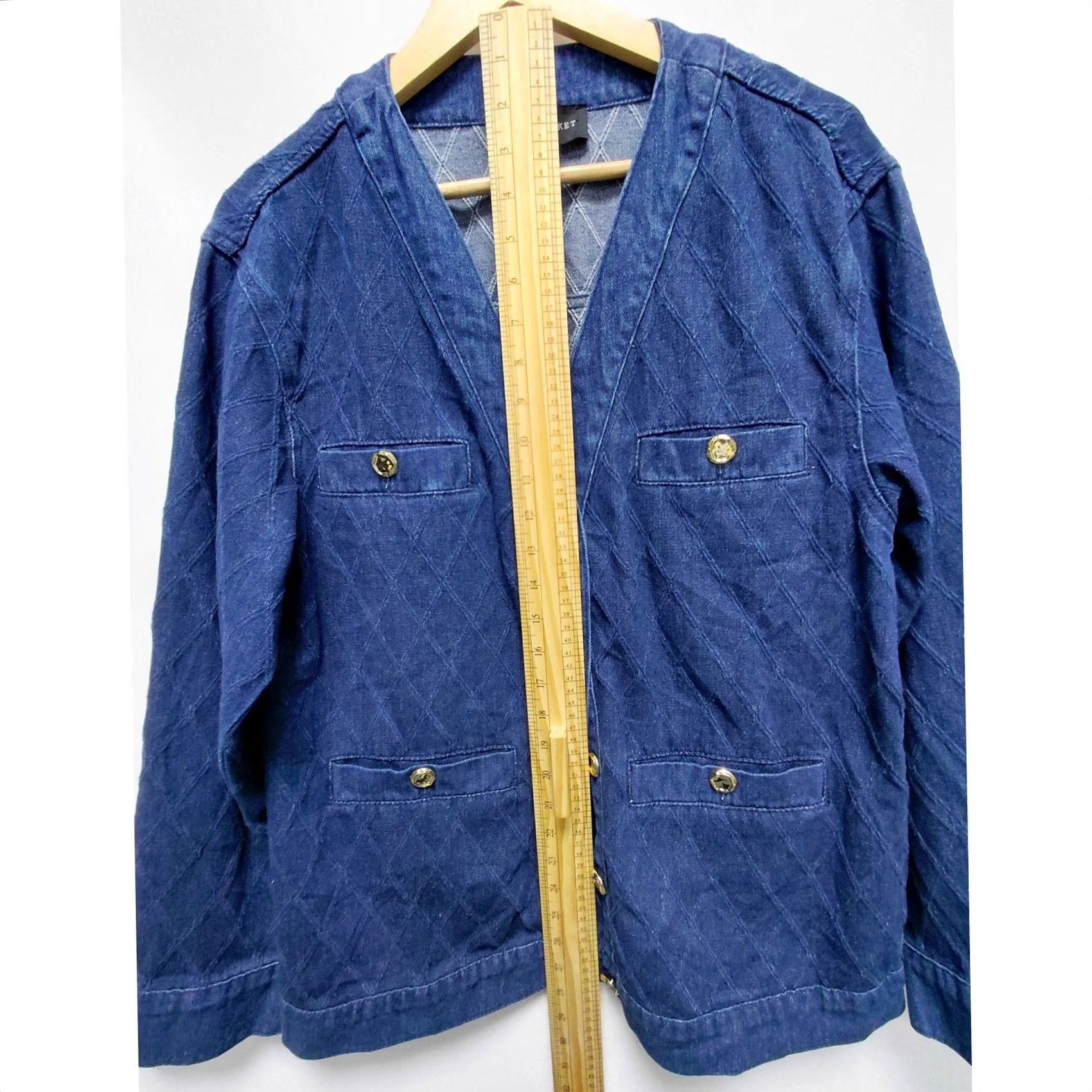 Vintage FREEMARKET Jacket Blue Solid Denim 100% Cotton Zip Button Hip Length S Womens Size S / US 4 / IT 40 - 7 Thumbnail