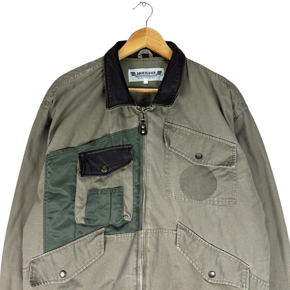Japanese Brand × Vintage ⚡️HOUSTON HUNTING BOMBER LEATHER PART JACKET Size US L / EU 52-54 / 3 - 2 Thumbnail