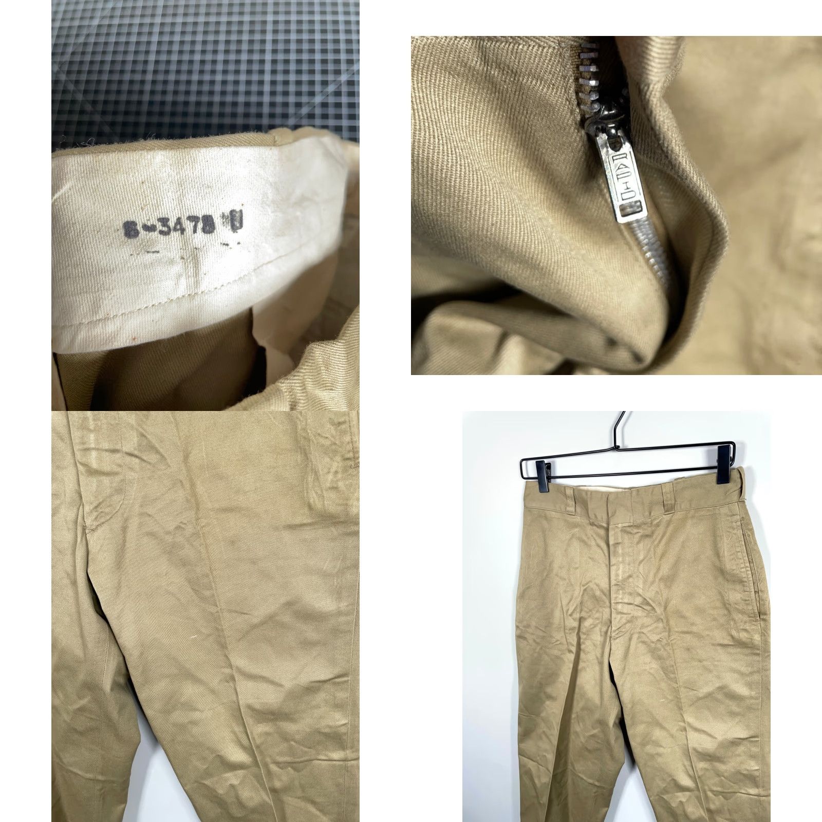 Vintage VINTAGE Tennessee Overall Co. Army Chino Pants Men 28x28 Beige 70s US Military 8.2 oz. Uniform Twill Cotton Straight Front Zip Plaid Pockets Size US 28 / EU 44 - 9 Thumbnail