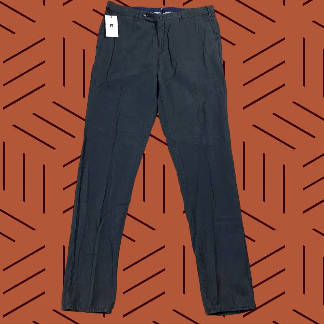 Vintage PT01 Easy Fit Blue Dress Pants Men's Size 36 Cotton Linen Tapered Solid IVY PREP Size US 36 / EU 52 - 1 Thumbnail
