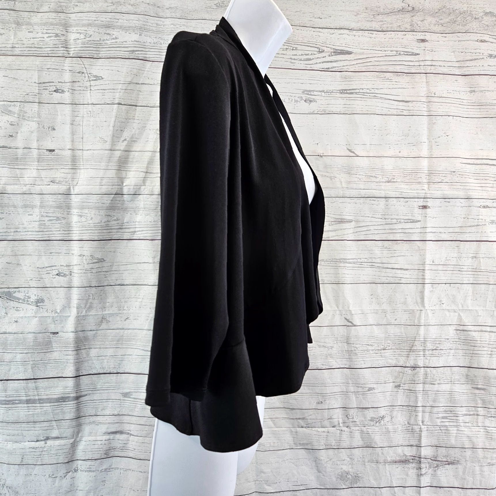 Vintage Clara Sun Woo Womens Cardigan Sz Medium Solid Black 3/4 Sleeve Open Front Size M / US 6-8 / IT 42-44 - 2 Thumbnail