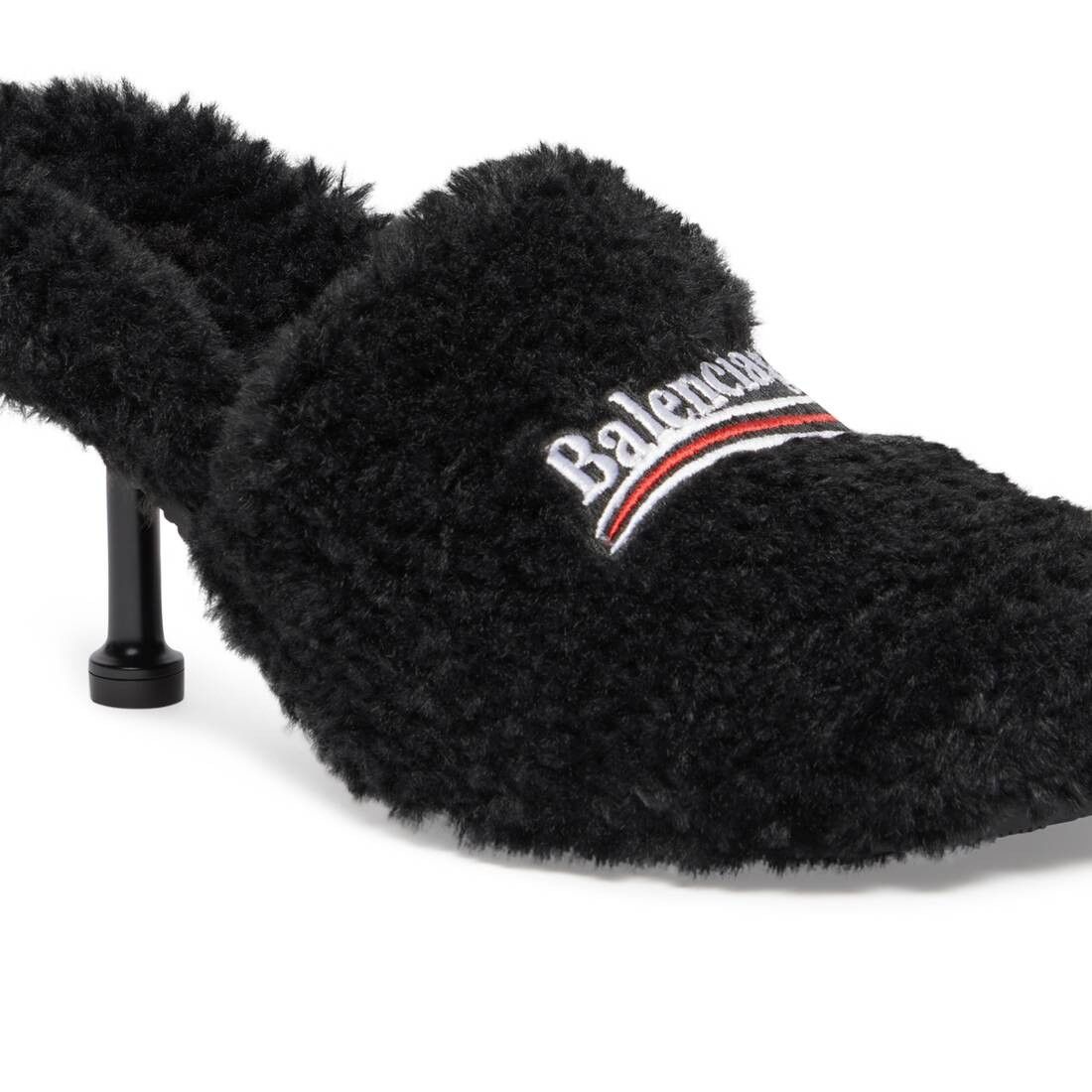 Balenciaga o1mt1gz0325 Furry Closed 80mm Mules in Black Size US 6 / IT 36 - 11 Thumbnail