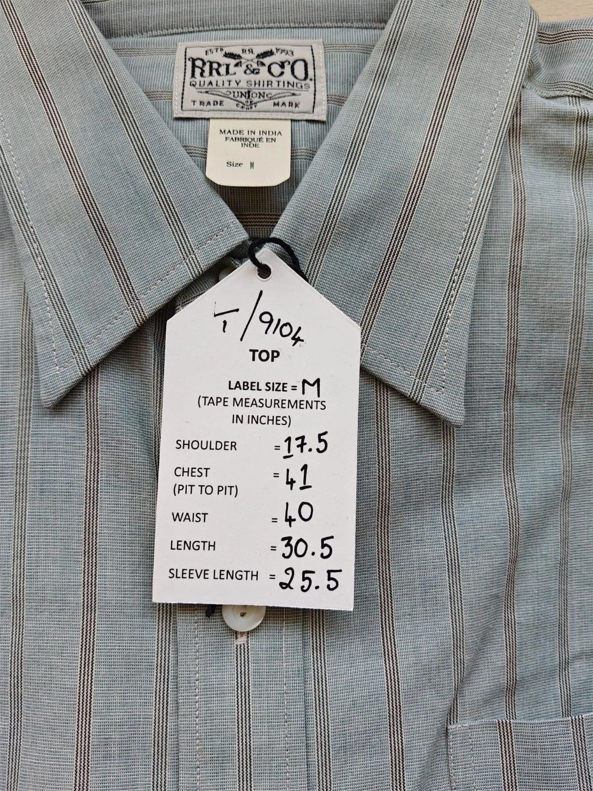 RRL Ralph Lauren Double RL Slim Fit Striped Dobby Shirt T 9104 Size US M / EU 48-50 / 2 - 6 Thumbnail