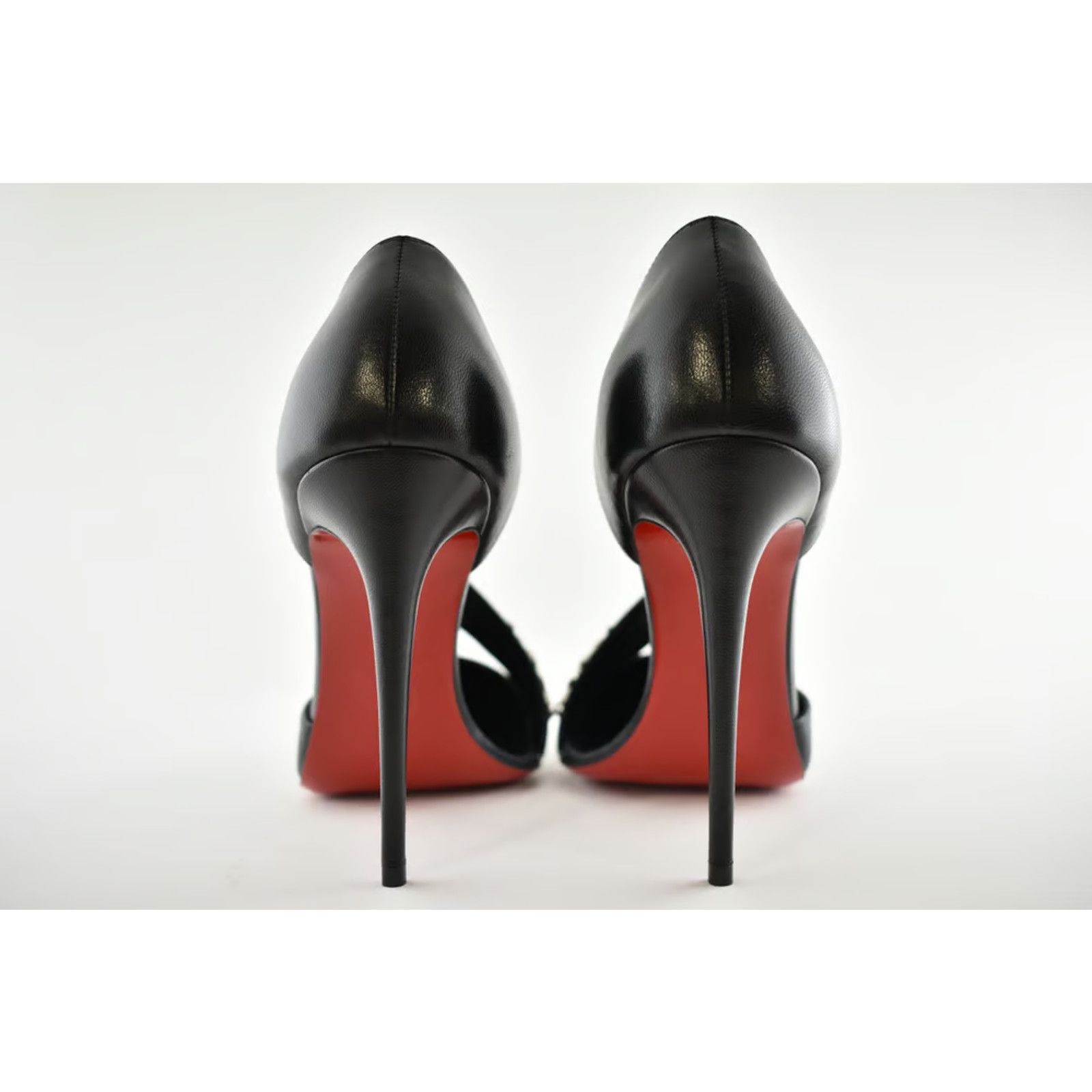 Christian Louboutin Deomina Chain 100 Black Spike Stud Cross Strap Heel Pump 41 Size US 11 / IT 41 - 3 Thumbnail