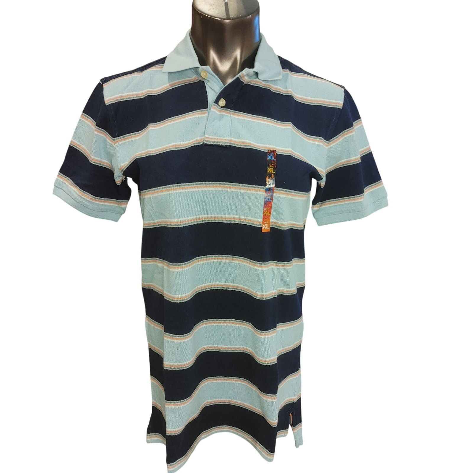 Other 82 Zero Men's XL Blue/Stripe 3/4 Bttn Polo Short Sleeve Tee Size US XL / EU 56 / 4 - 1 Thumbnail
