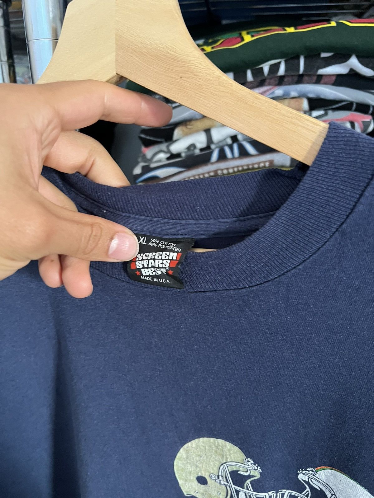 NFL 1990 NFL Notre Dame vs Miami Single Stitch Screen Stars Tee Size US XL / EU 56 / 4 - 4 Thumbnail